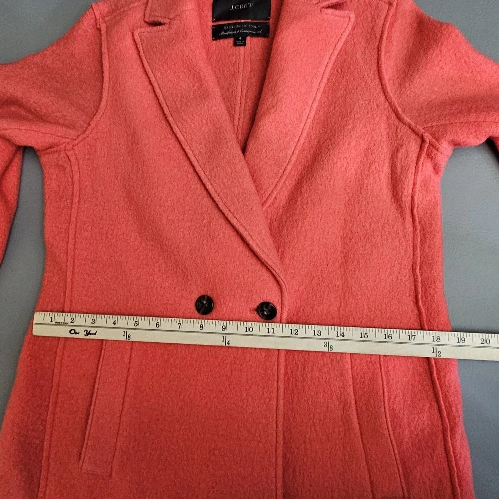 J. Crew Women's Daphne Topcoat Size 4 Coral Italian Boiled Wool J4864 - Picture 8 of 12